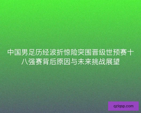 中国男足历经波折惊险突围晋级世预赛十八强赛背后原因与未来挑战展望
