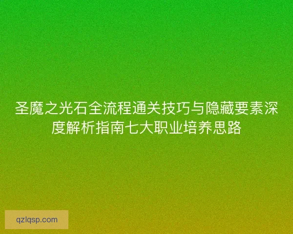 圣魔之光石全流程通关技巧与隐藏要素深度解析指南七大职业培养思路