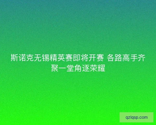 斯诺克无锡精英赛即将开赛 各路高手齐聚一堂角逐荣耀