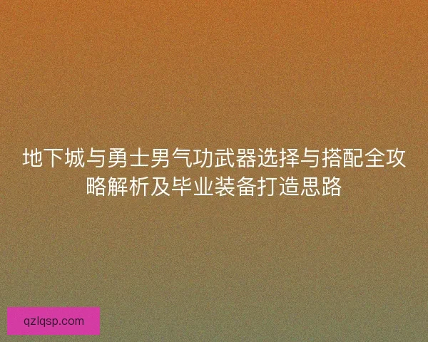 地下城与勇士男气功武器选择与搭配全攻略解析及毕业装备打造思路